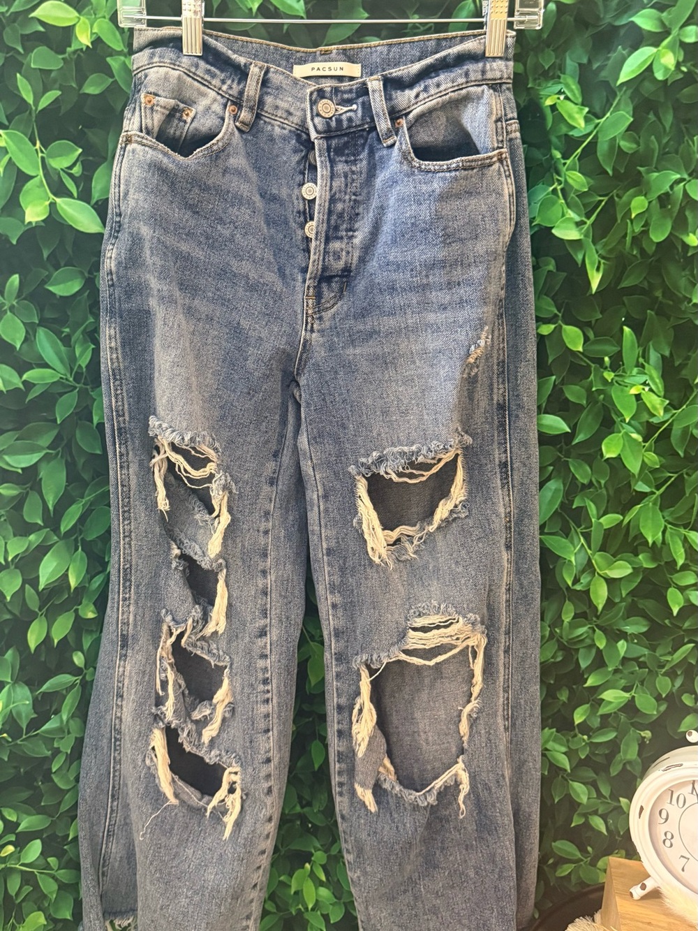 PACSUN Distressed High-Waist Baggy Jeans